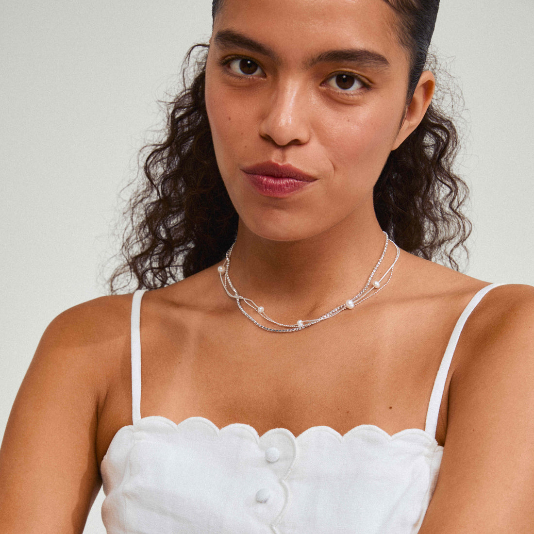 STARLIGHT recycled pearl & crystal necklace 3-in-1