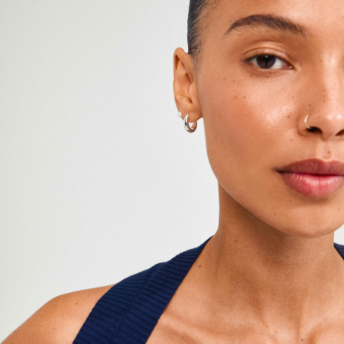 STARLIGHT recycled pearl & hoop earrings 2-in-1 set