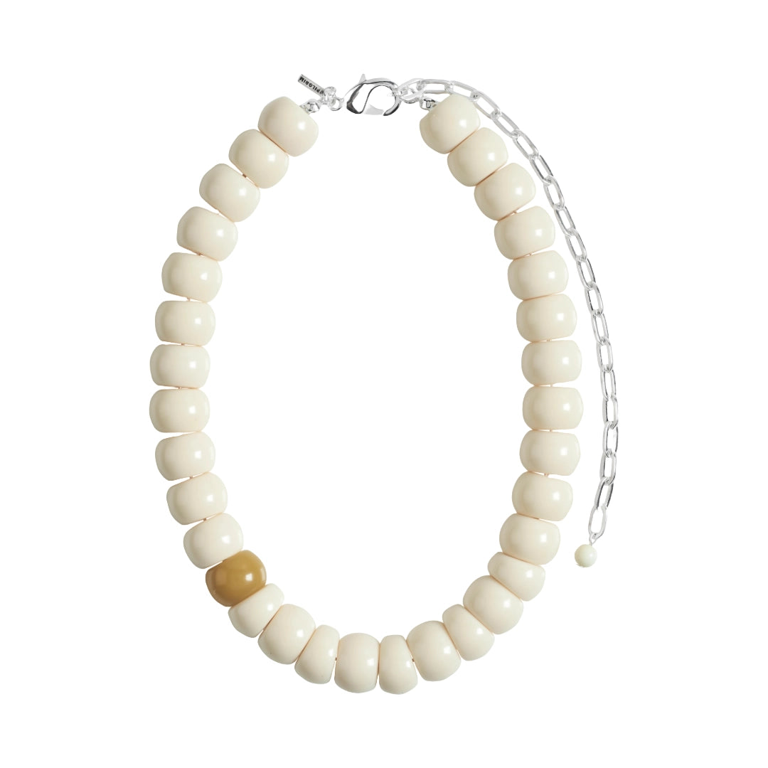ECLIPSE collier perles acrylique beige recyclées