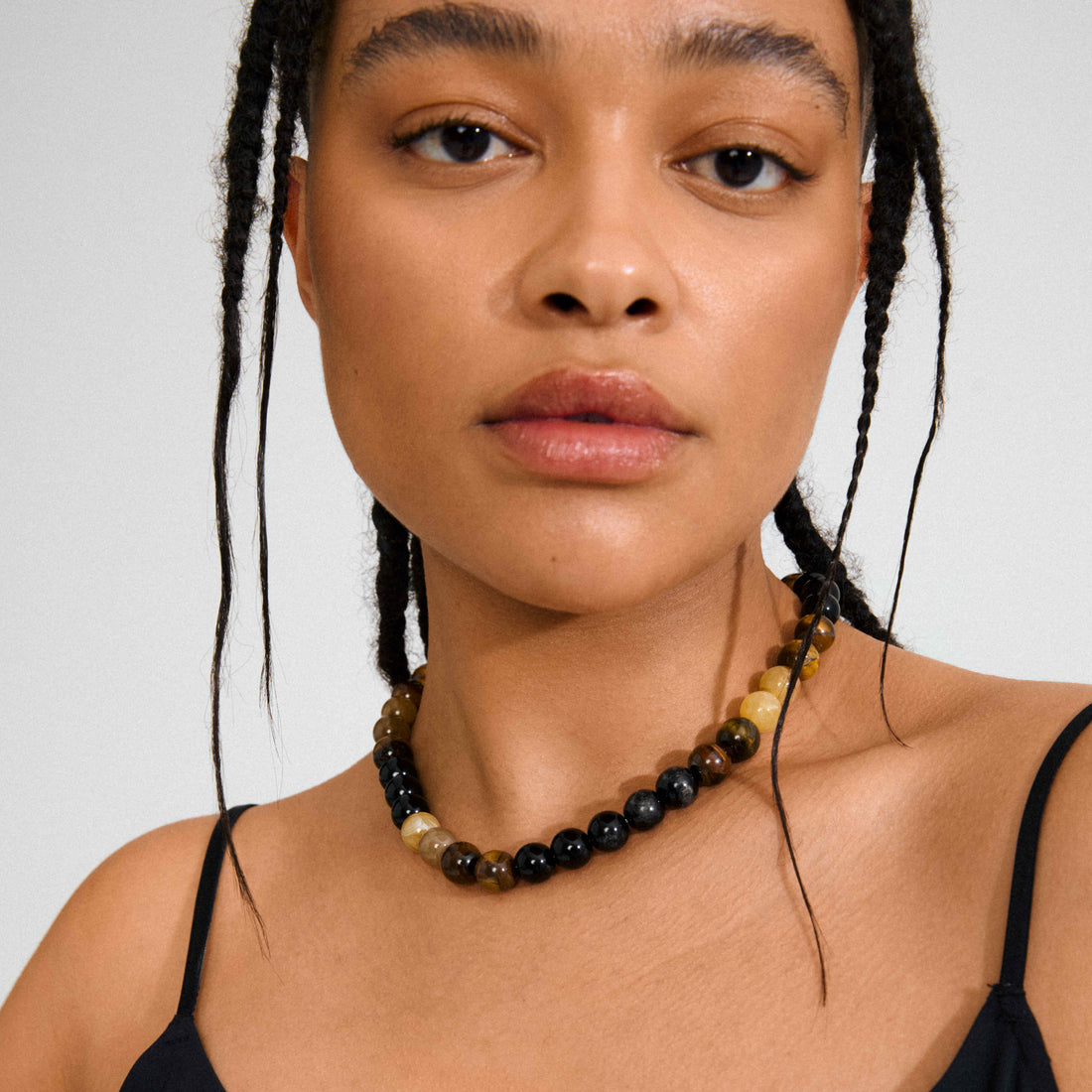 UNFOLD semi-precious stones necklace brown