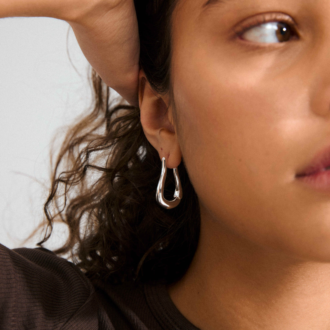 UNFOLD recycled teardrop hoop earrings