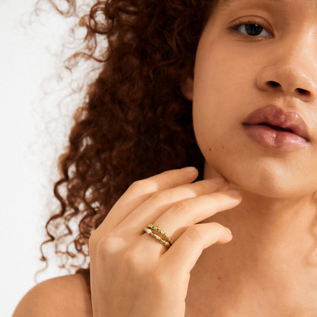 SHIFT recycled pearl rings 2-in-1