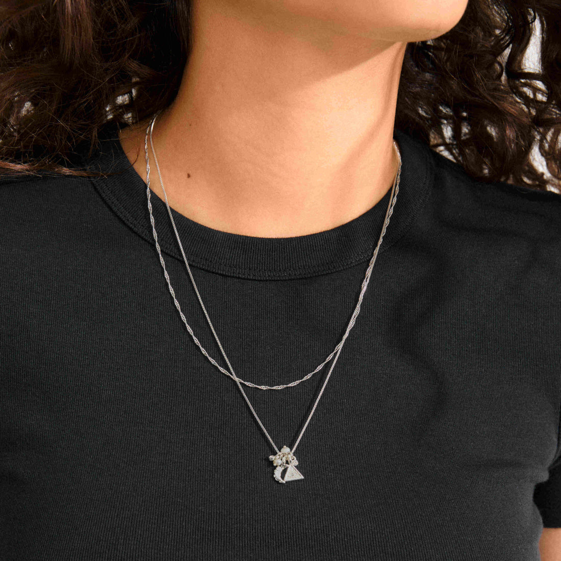 BETWEEN recycled tiny pendants necklace 2-in-1