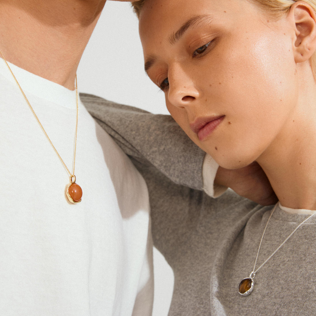 SENSE recycled red agate stone pendant necklace