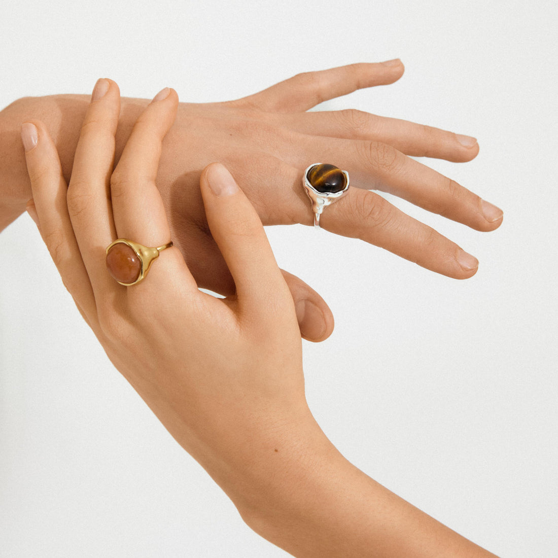 SENSE recycled tiger eye stone ring