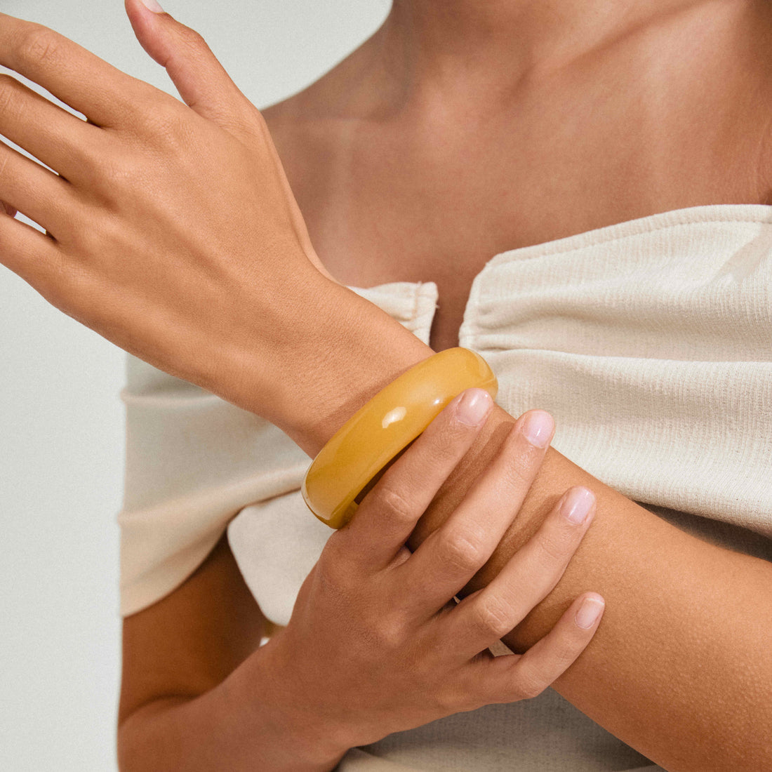 AASE recycled acrylic bangle bracelet yellow