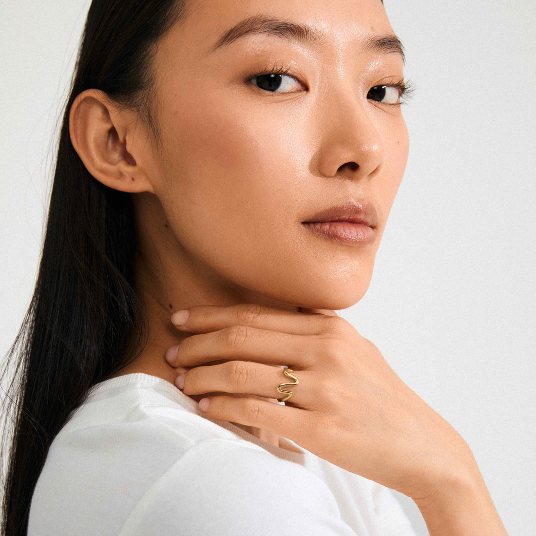 LULU recycled wavy stack ring