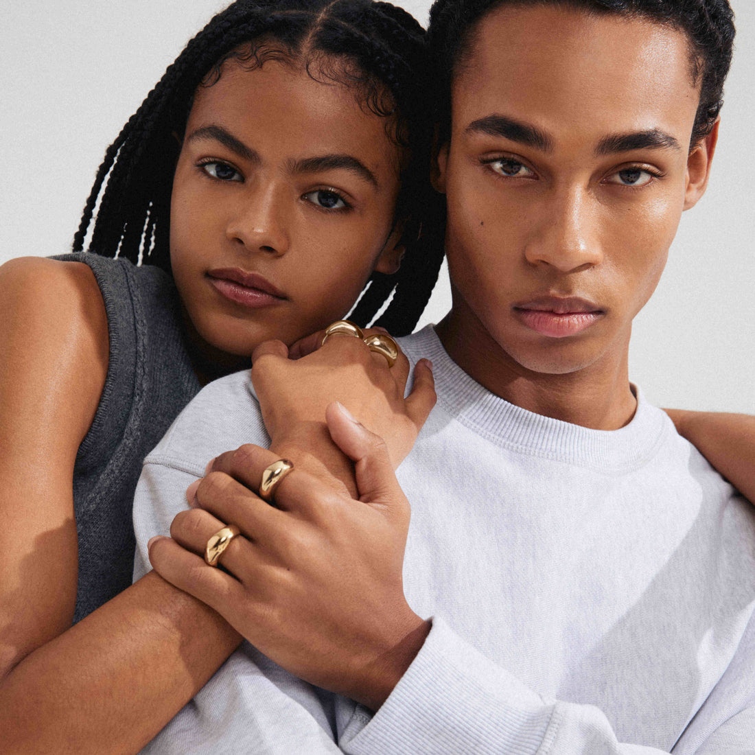 LIGHT recycled chunky rings 2-in-1 set