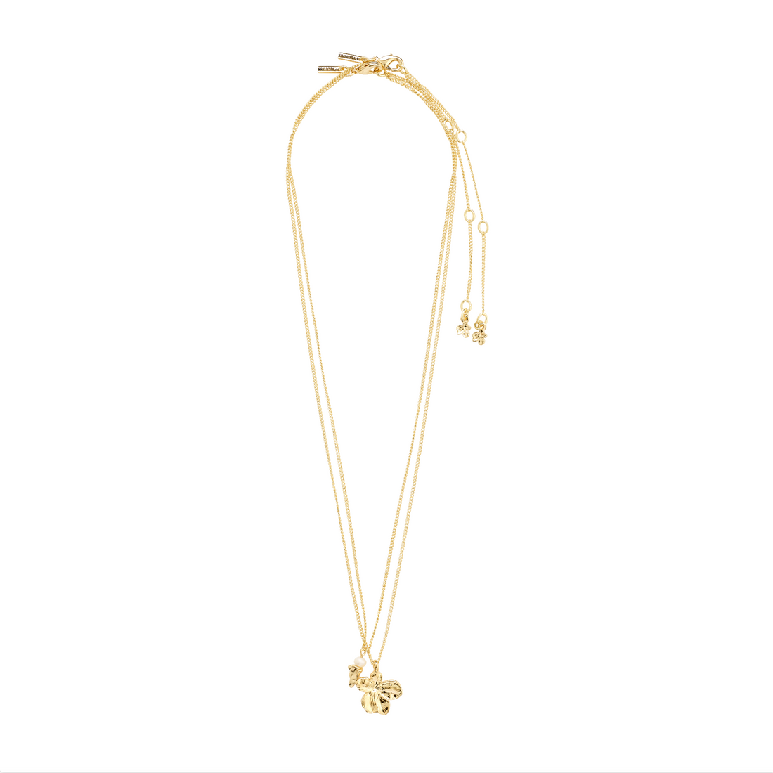 ZHURI recycled flower & pearl necklace 2-in-1