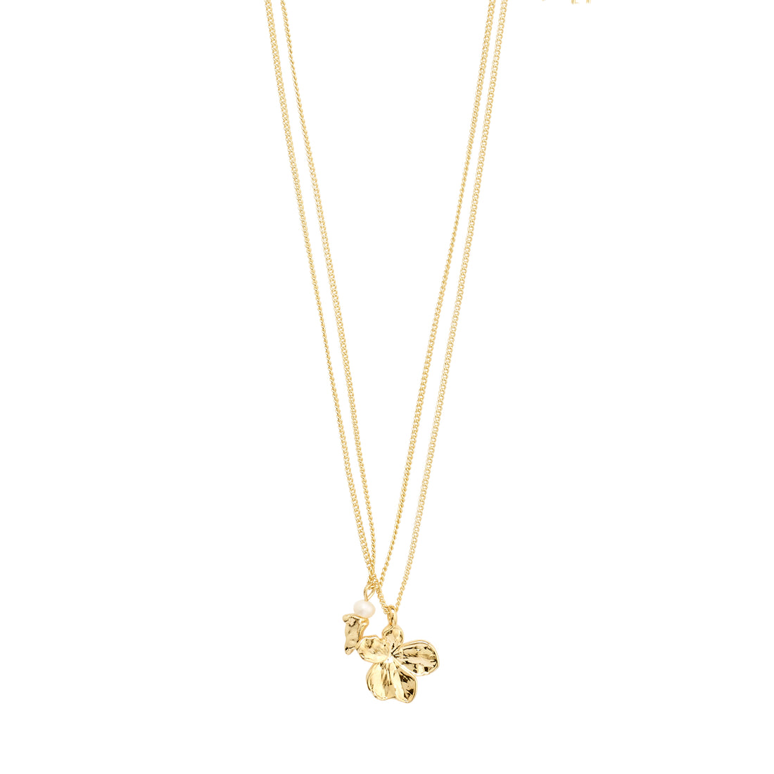 ZHURI recycled flower & pearl necklace 2-in-1