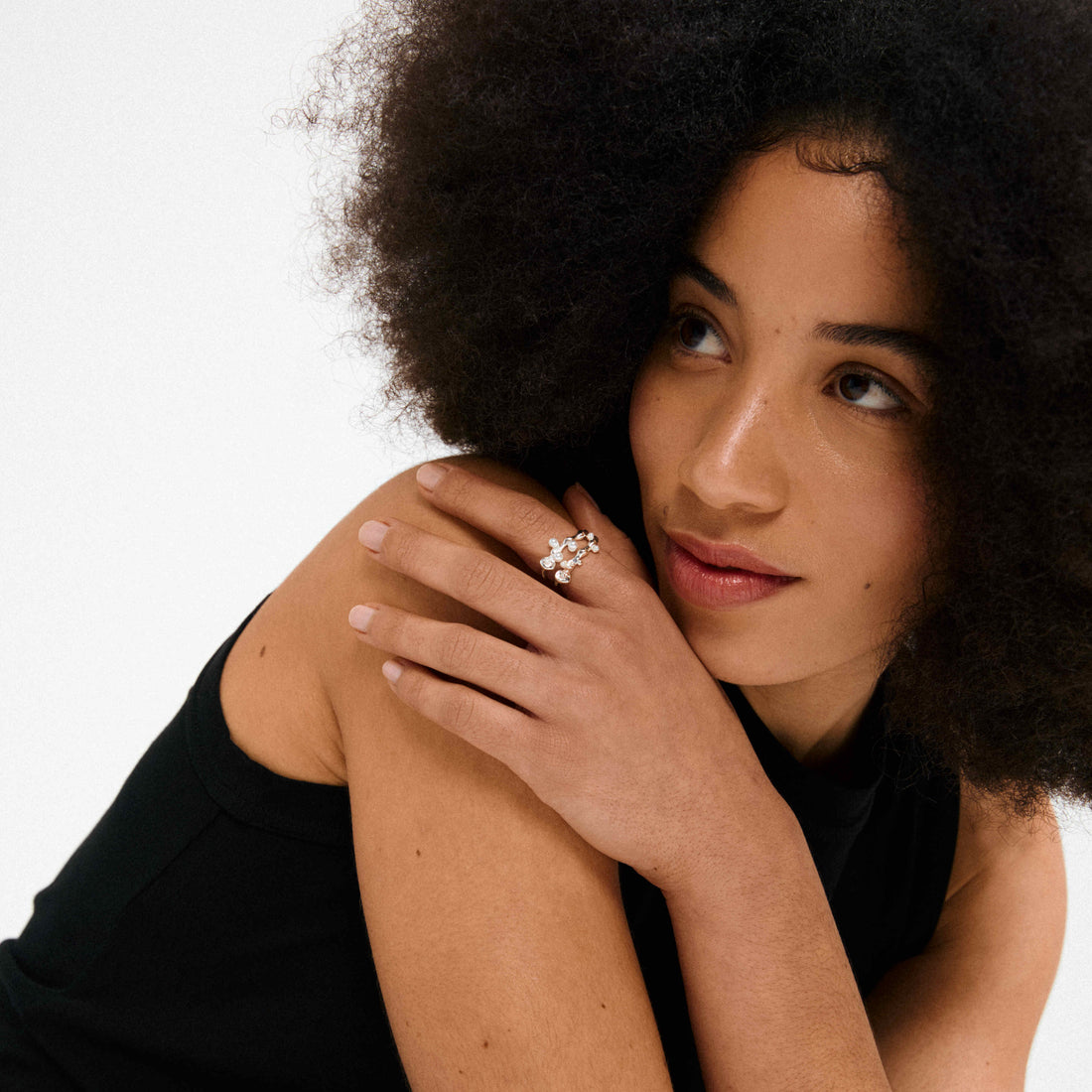 HADLEY recycled pearl rings 2-in-1 set