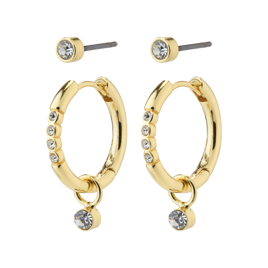 PILGRIM ELNA crystal earrings 2-in-1 set