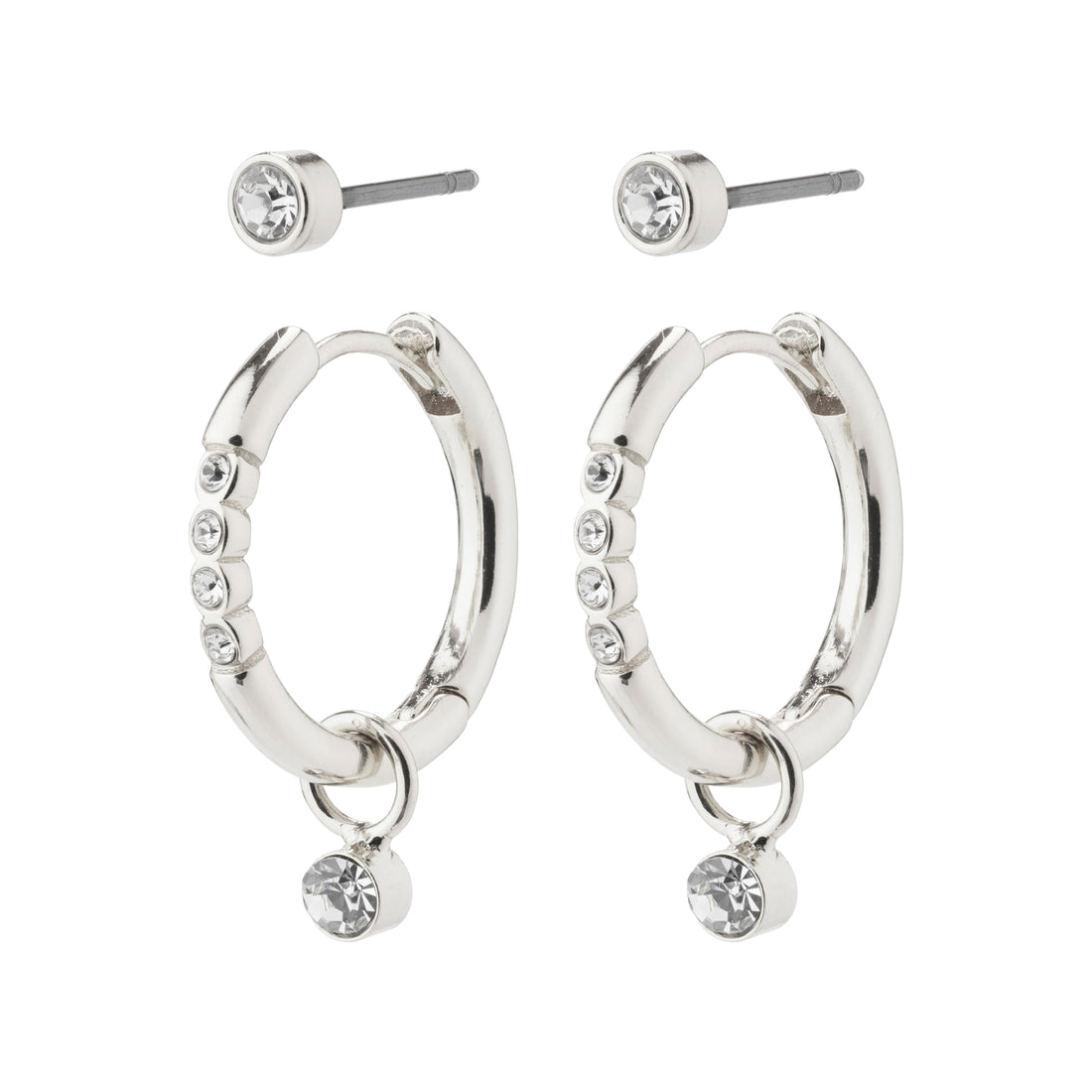 PILGRIM ELNA crystal earrings 2-in-1 set
