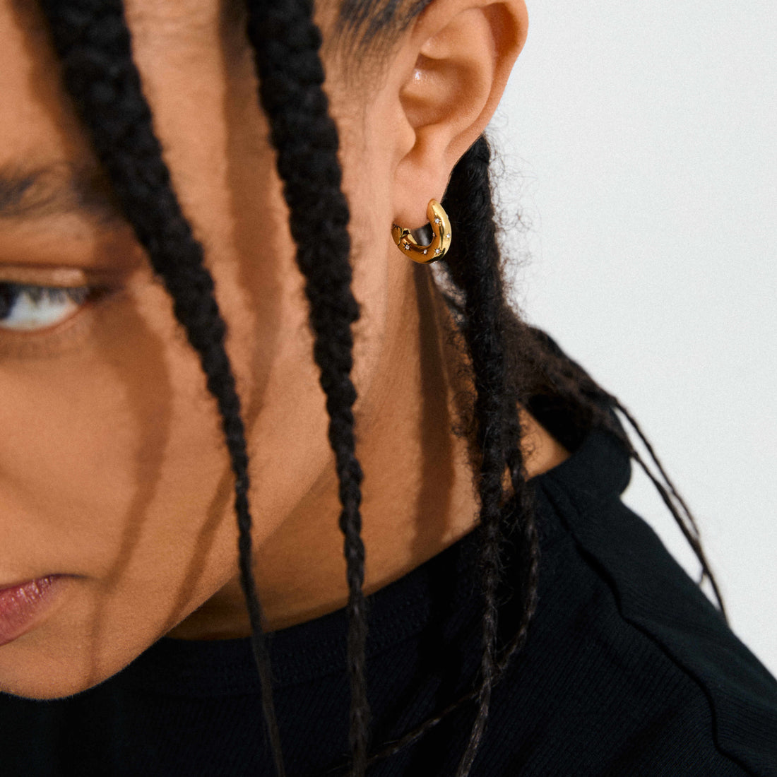 NEVAEH recycled chunky crystal hoops