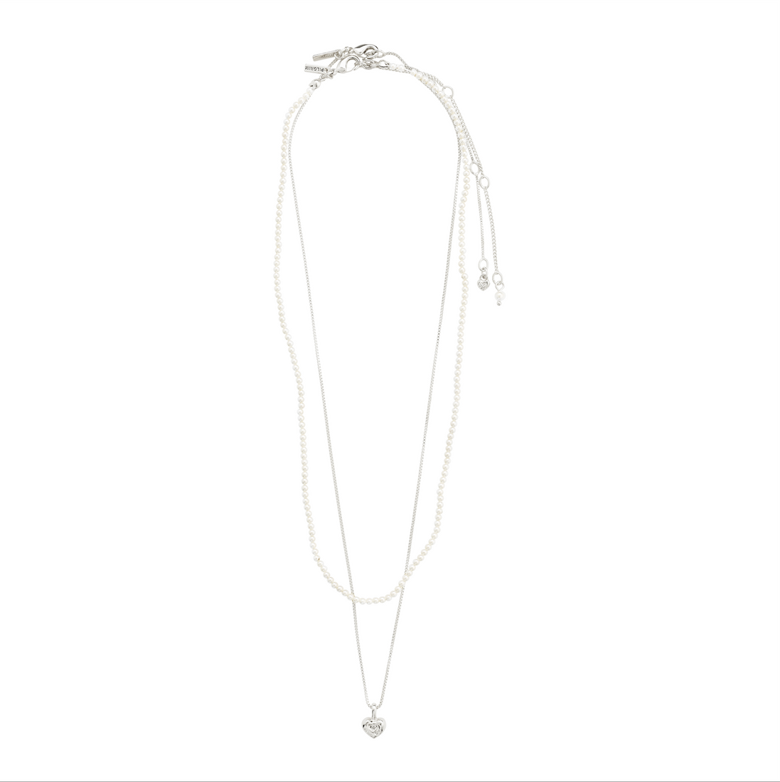 ARLET Collier microperles et pendentif en coeur, 2-en-1