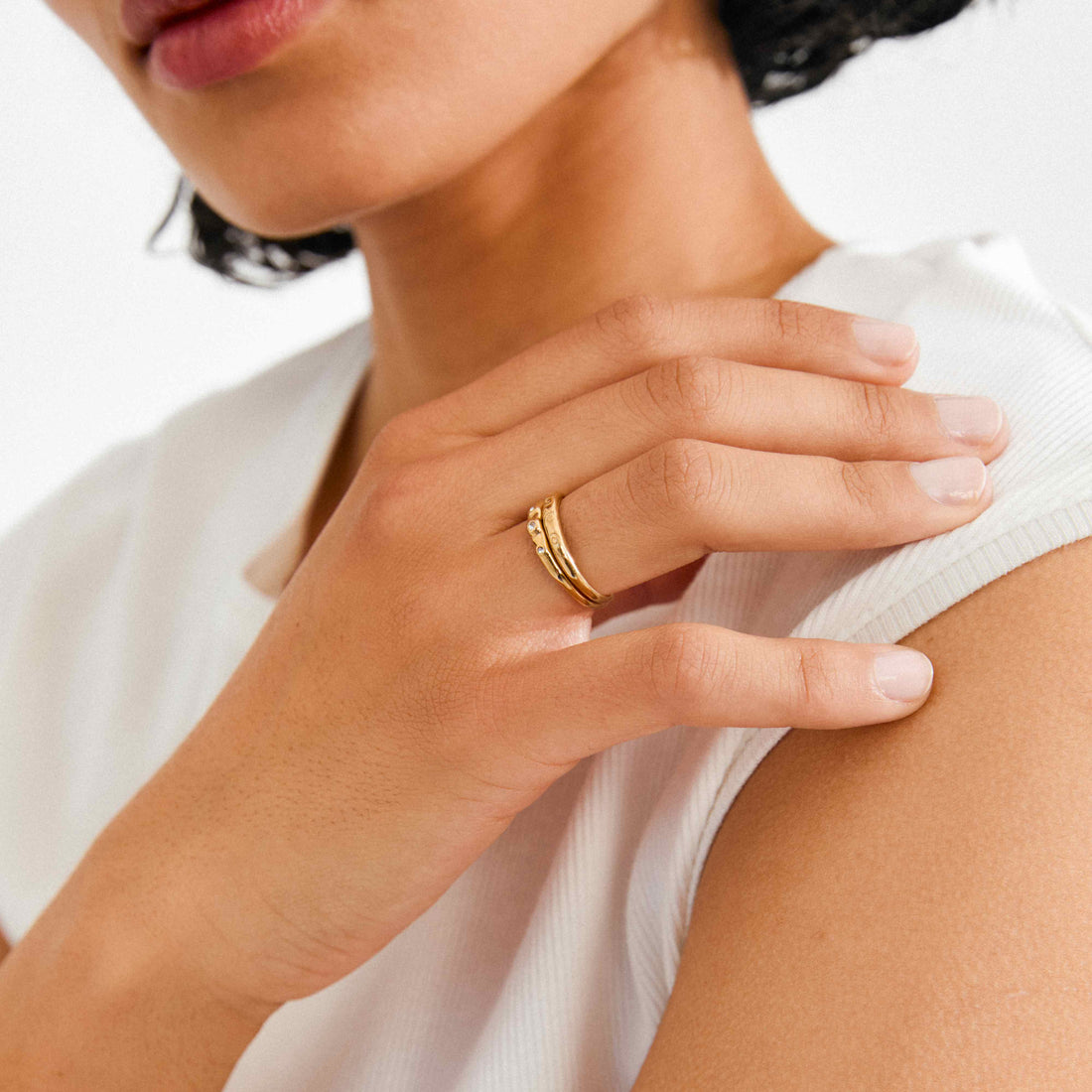 FIRE bague cristaux & spirale recyclée 2-en-1