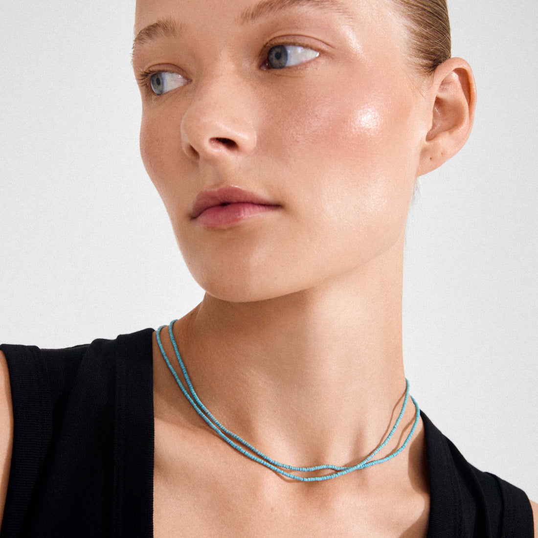 HAZE collier perles bleues recyclés 2-en-1
