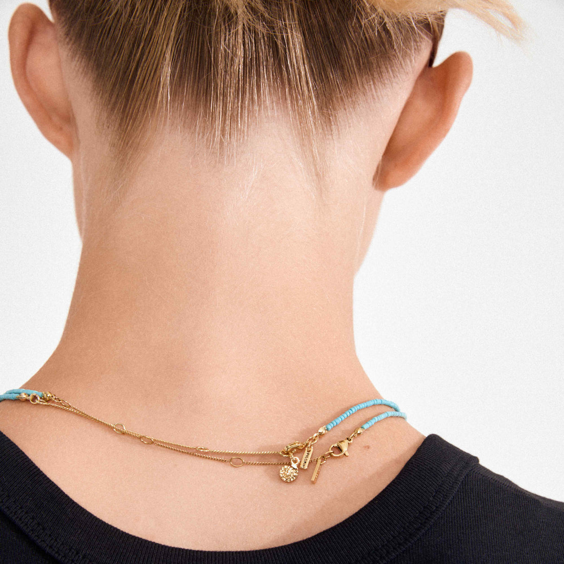 HAZE collier perles bleues recyclés 2-en-1