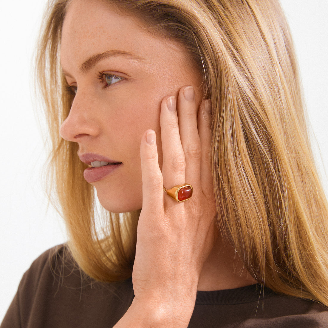 NOW bague agate rouge recyclée