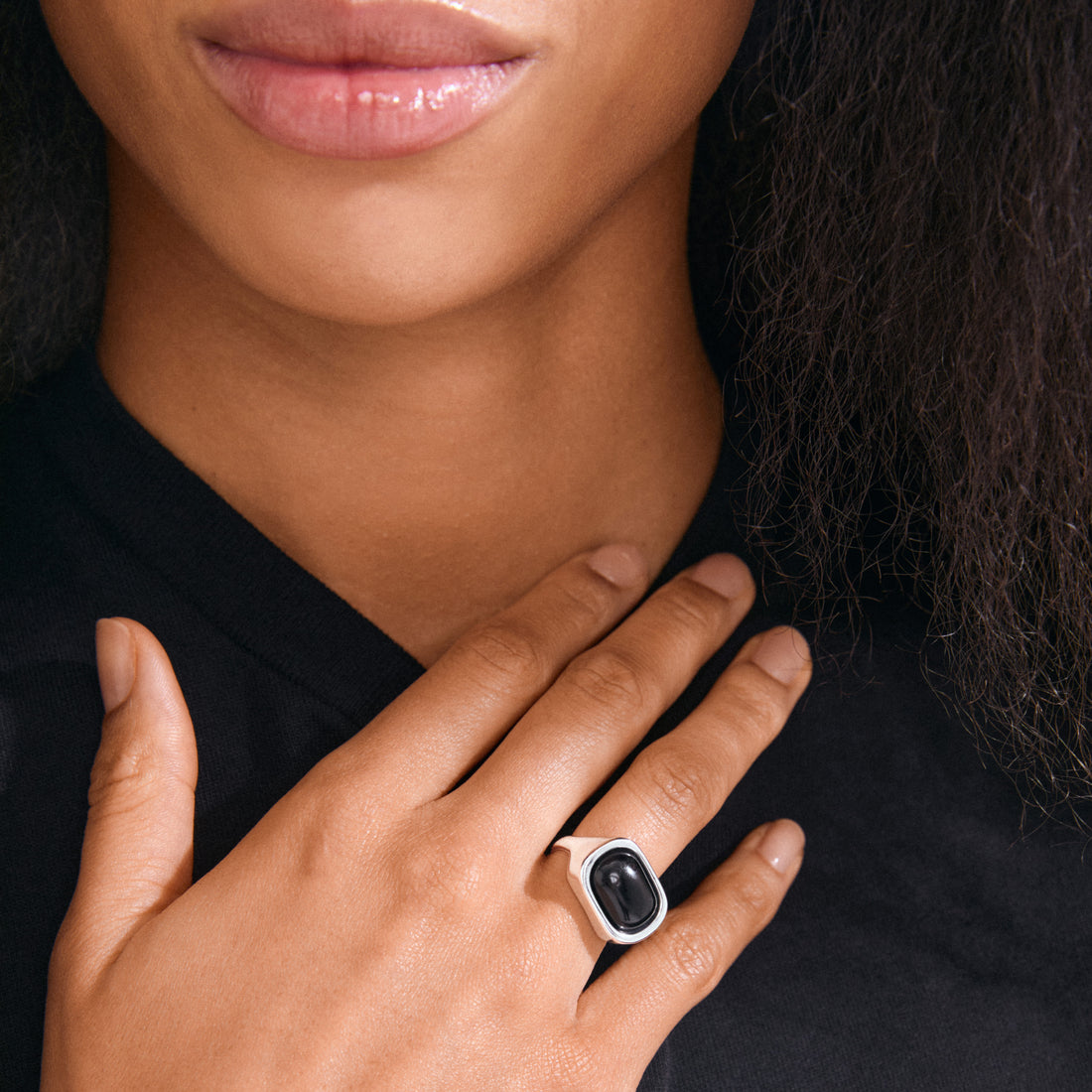 NOW bague agate noire recyclée