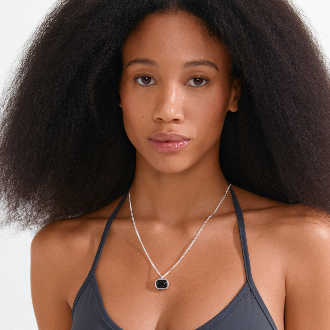 NOW recycled black agate pendant necklace