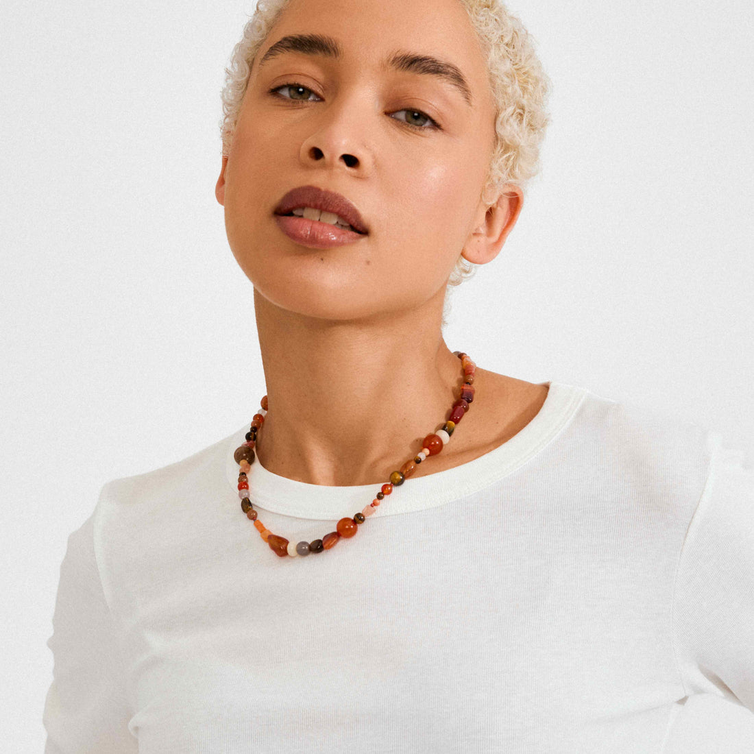 IRIS semi-precious stones necklace red