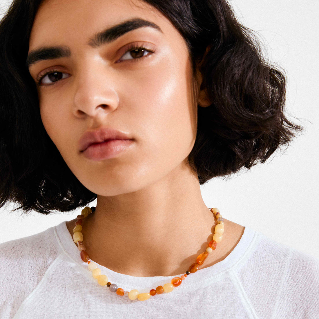 IRIS semi-precious stones necklace beige