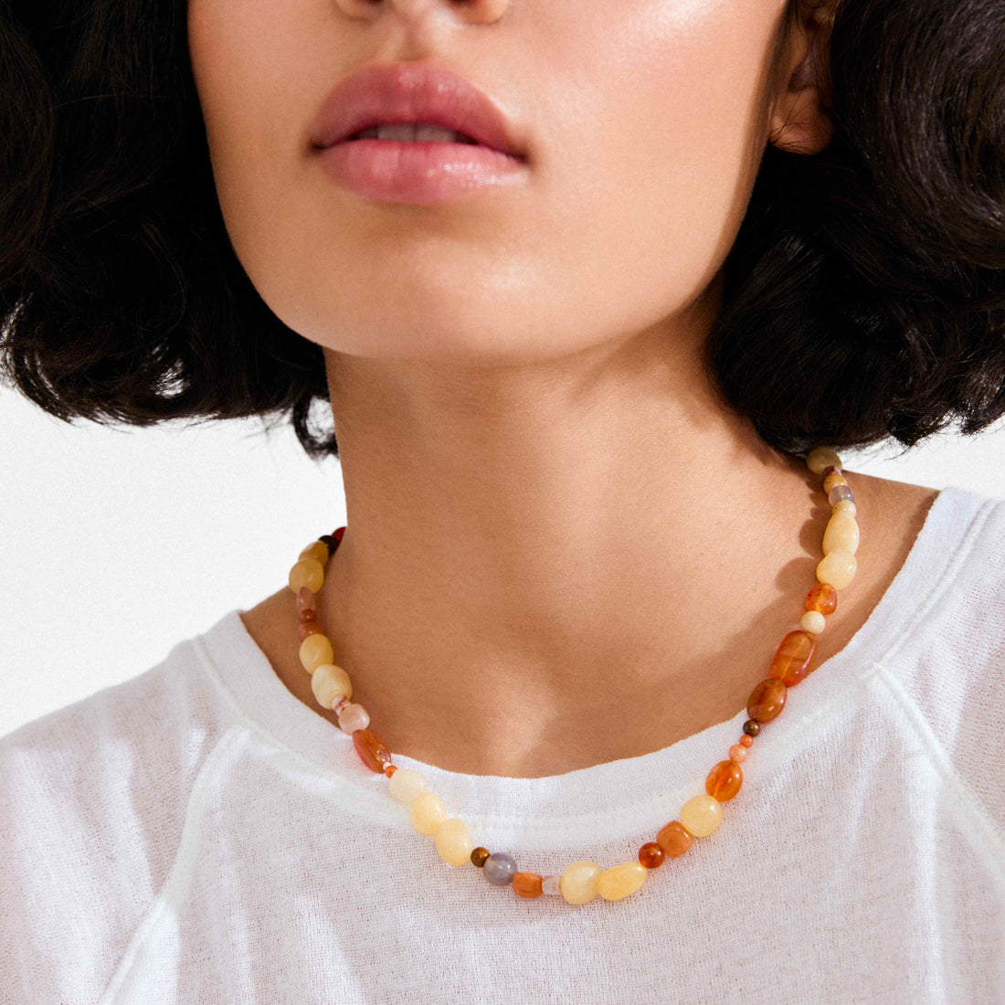 IRIS semi-precious stones necklace beige