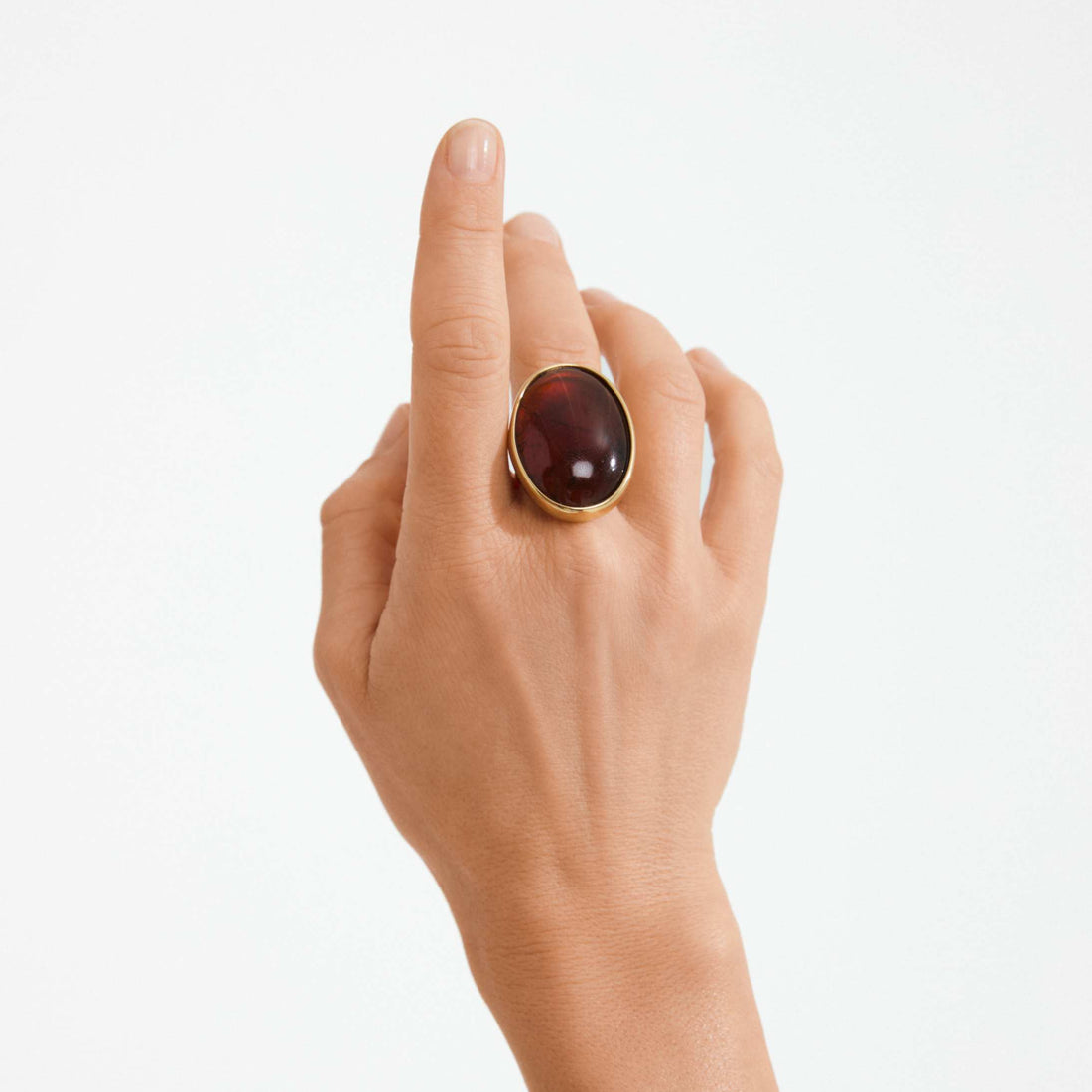 STILL recycled chunky stone ring brown