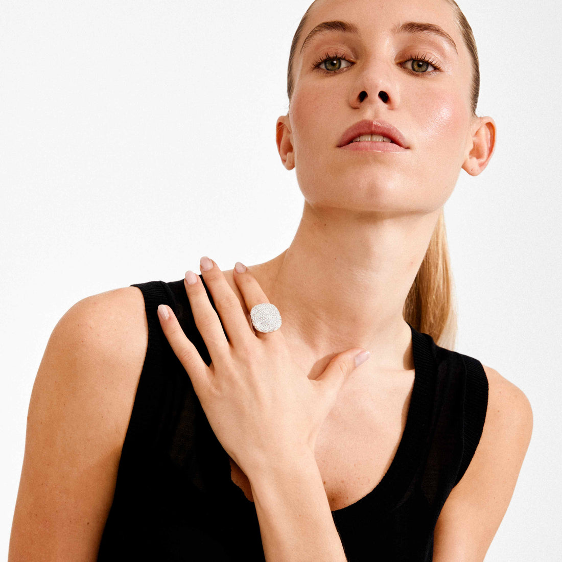 EMBER recycled crystal chunky ring