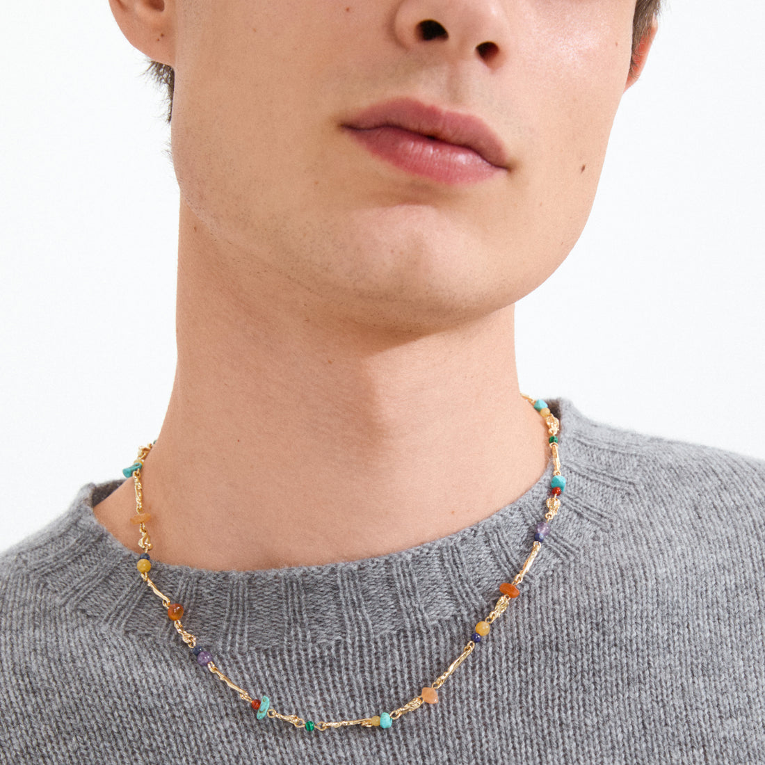 TRACE recycled semi-precious stone Y-necklace