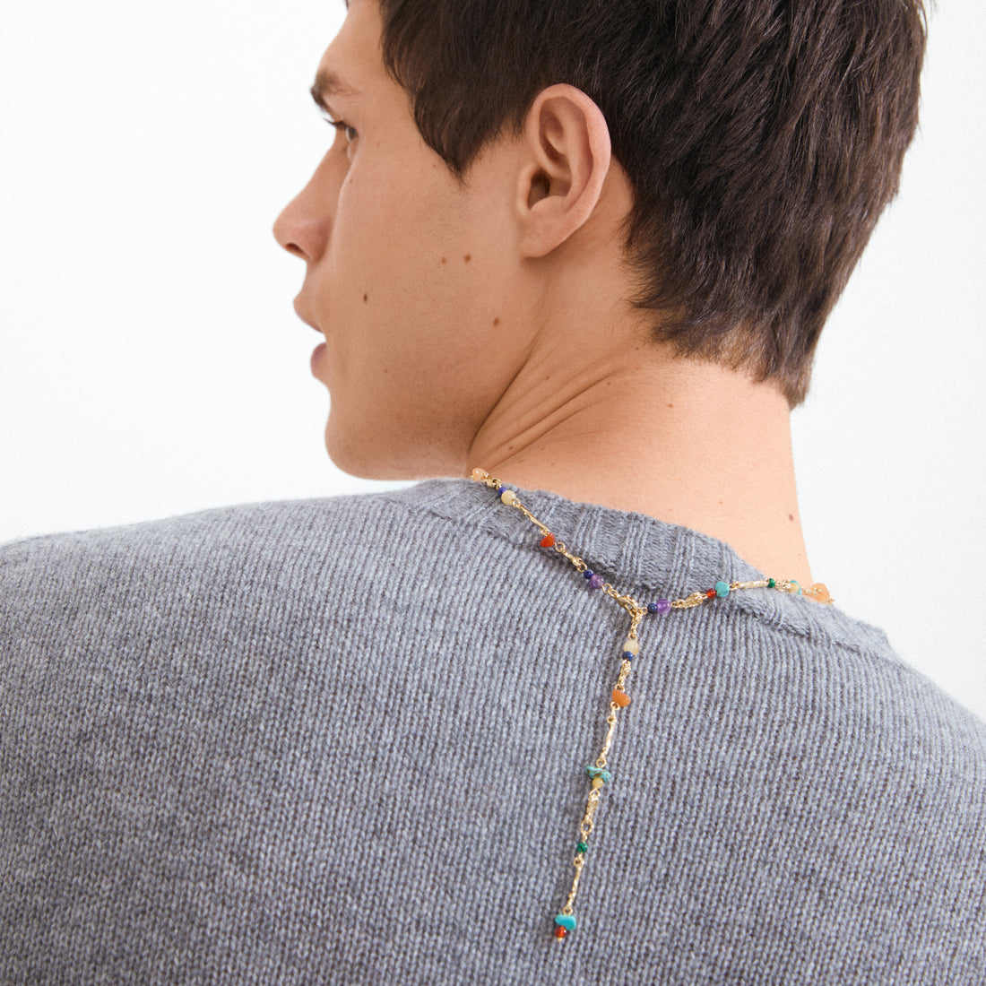 TRACE recycled semi-precious stone Y-necklace