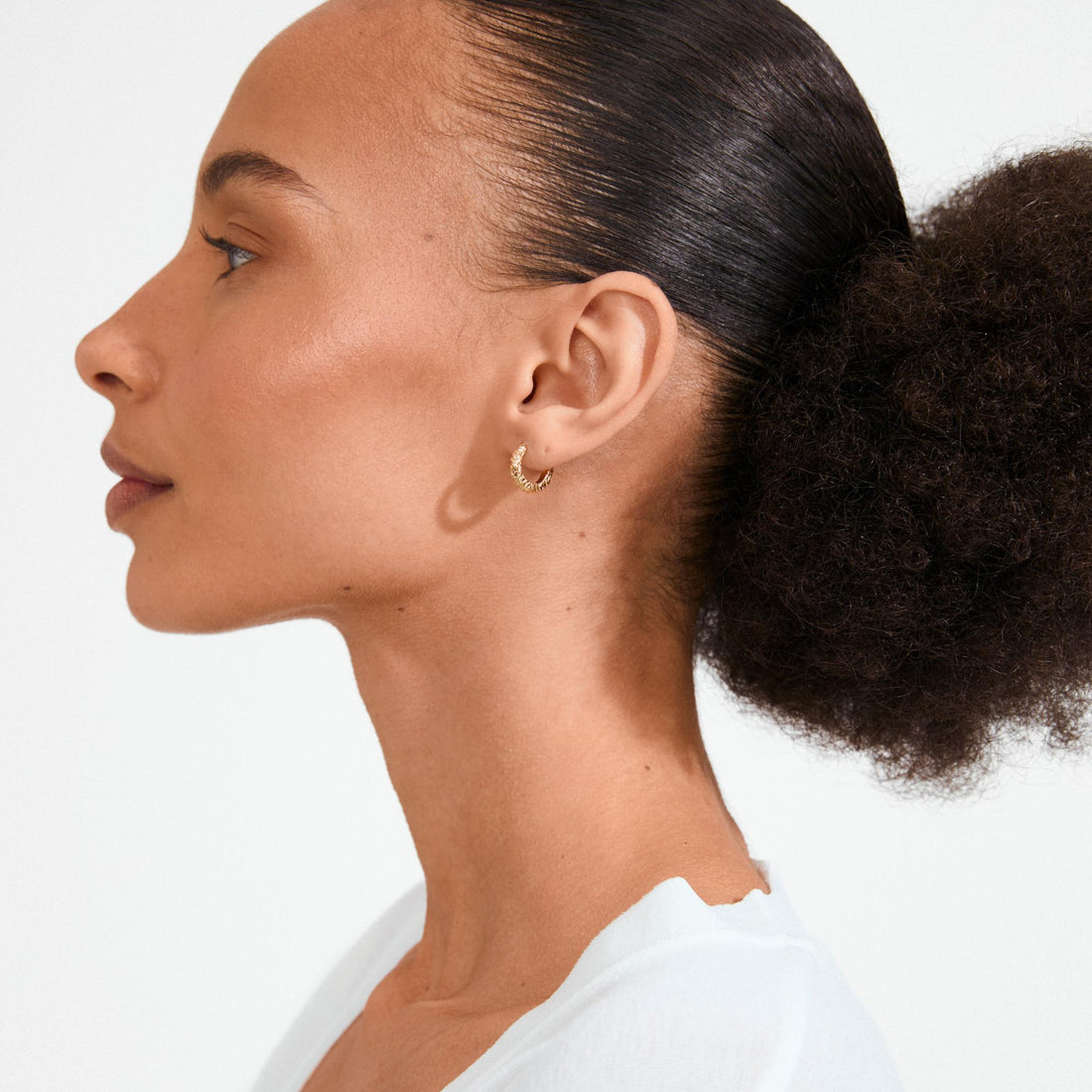 xDEA Etch Recycled Textured Mini Hoop Earrings 14 mm