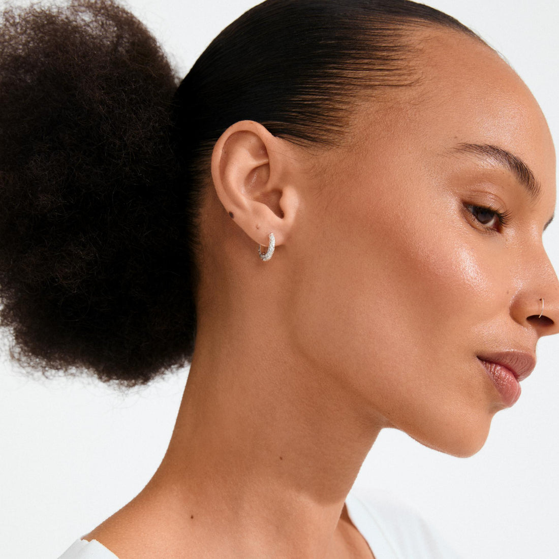 xDEA Etch Recycled Textured Mini Hoop Earrings 14 mm