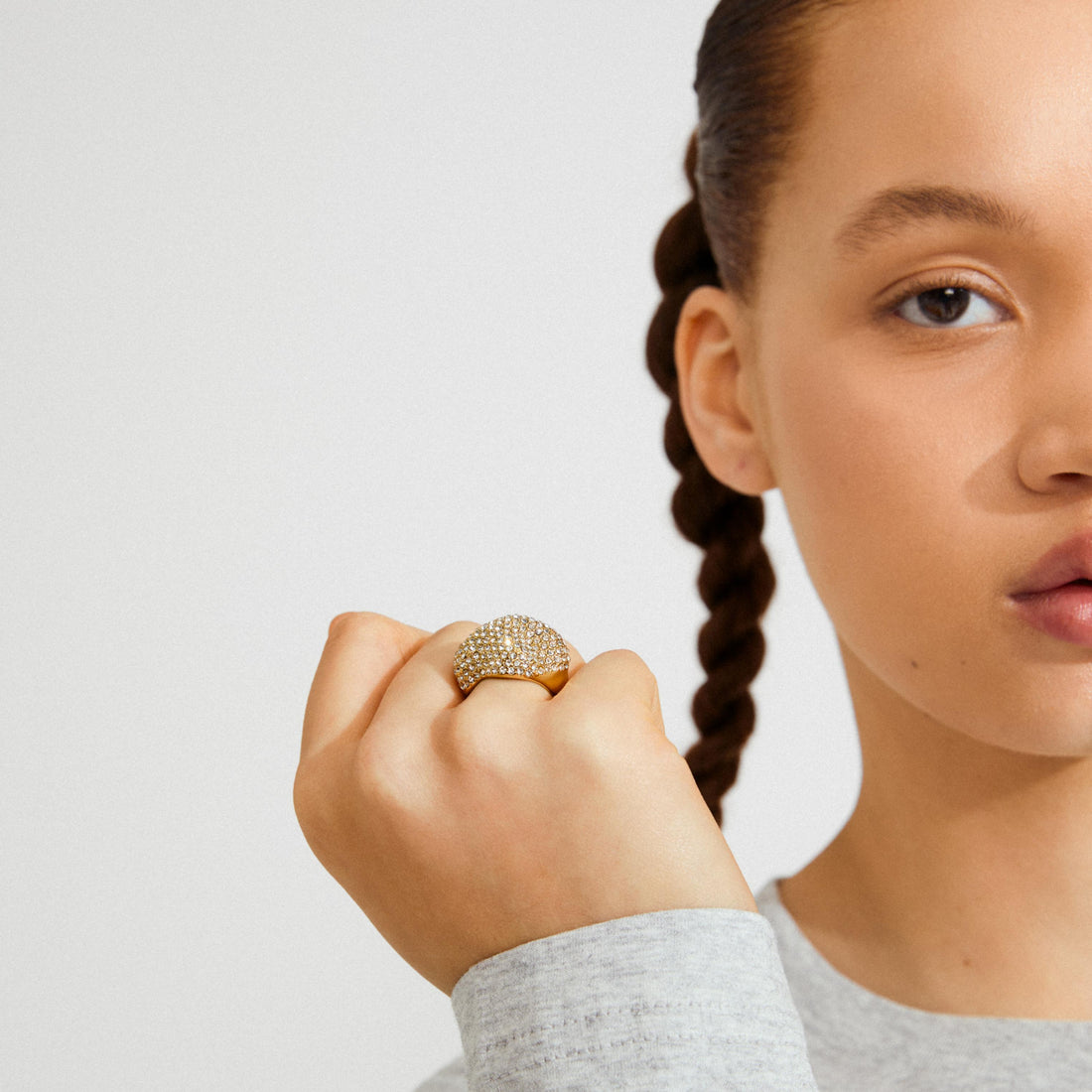 LAEL recycled chunky crystal ring