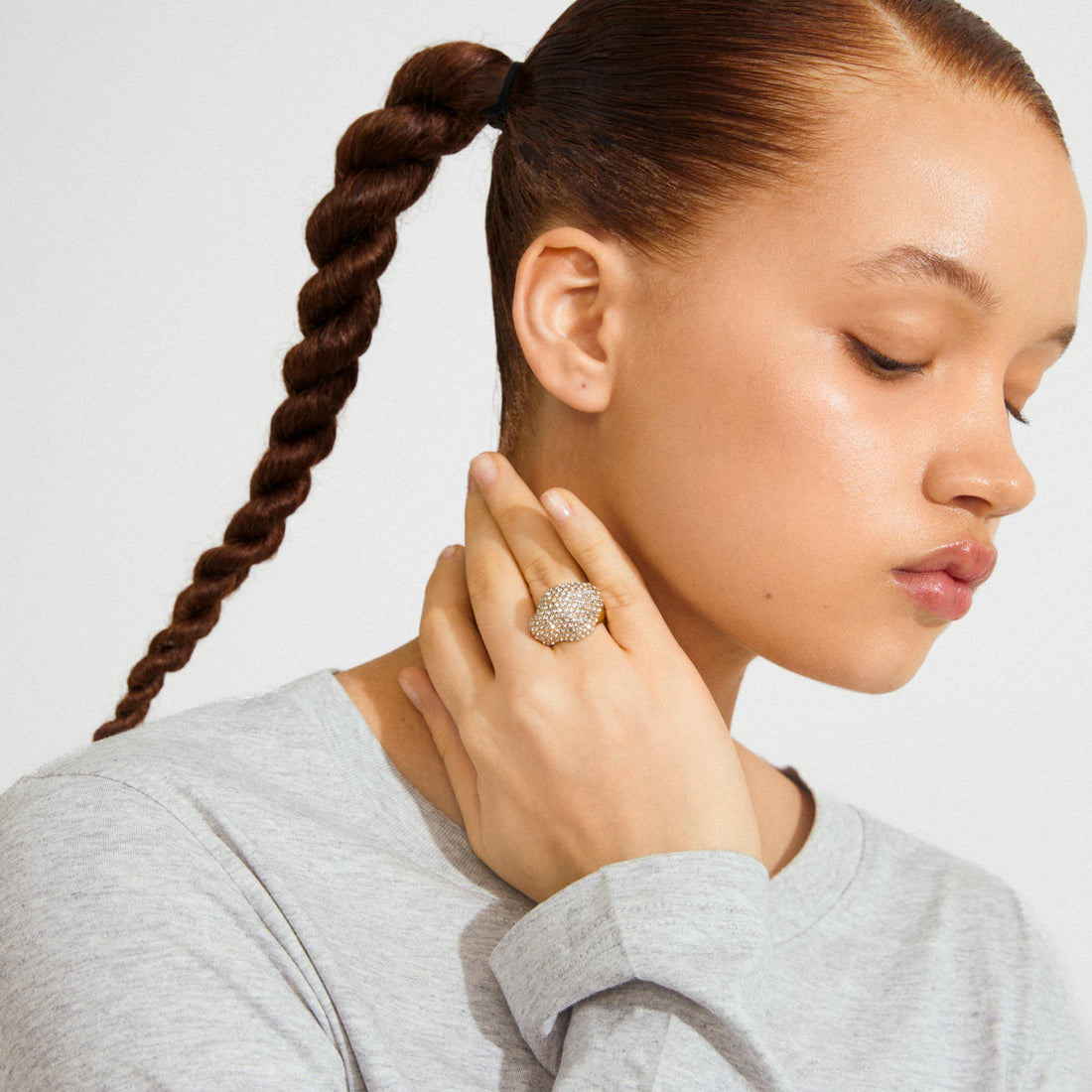 LAEL recycled chunky crystal ring