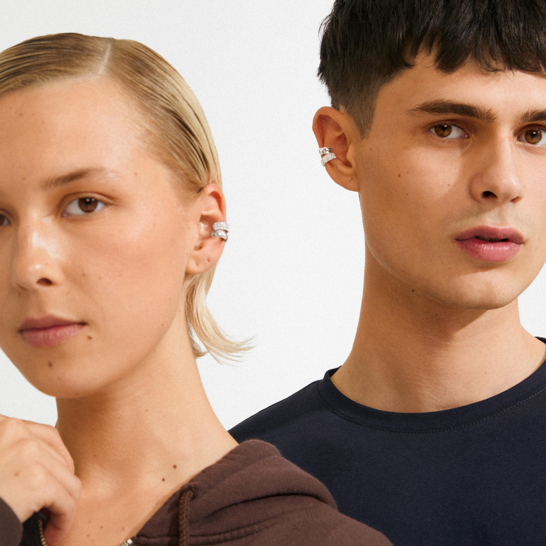 HUDSYN recycled crystal ear cuff 2-in-1