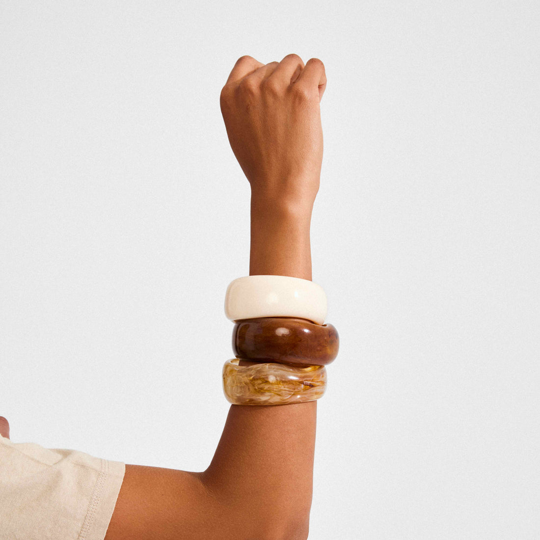 AASE recycled maxi acrylic bangle bracelet marble beige