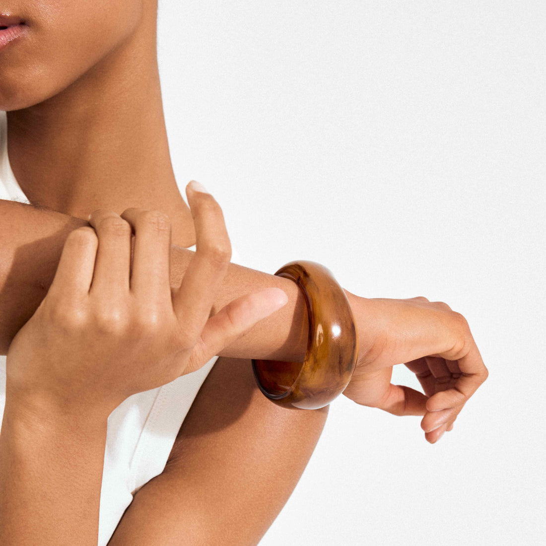 AASE recycled maxi acrylic bangle bracelet amber