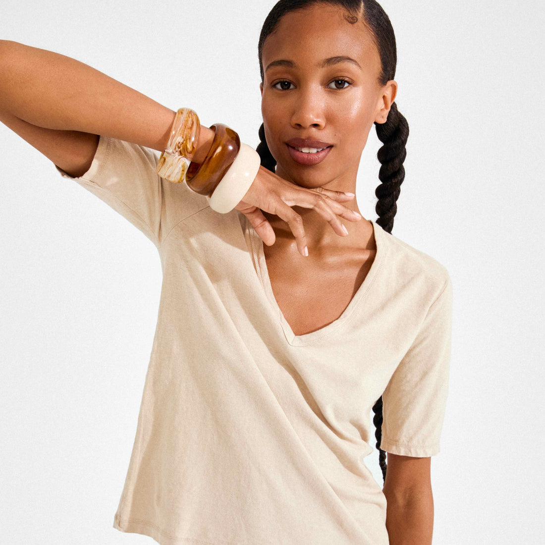 AASE recycled maxi acrylic bangle bracelet amber