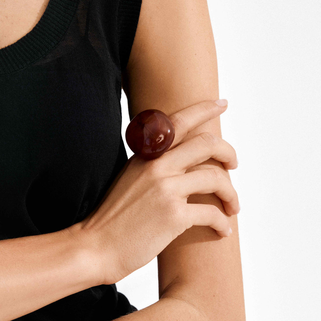 AASE recycled acrylic chunky ring amber