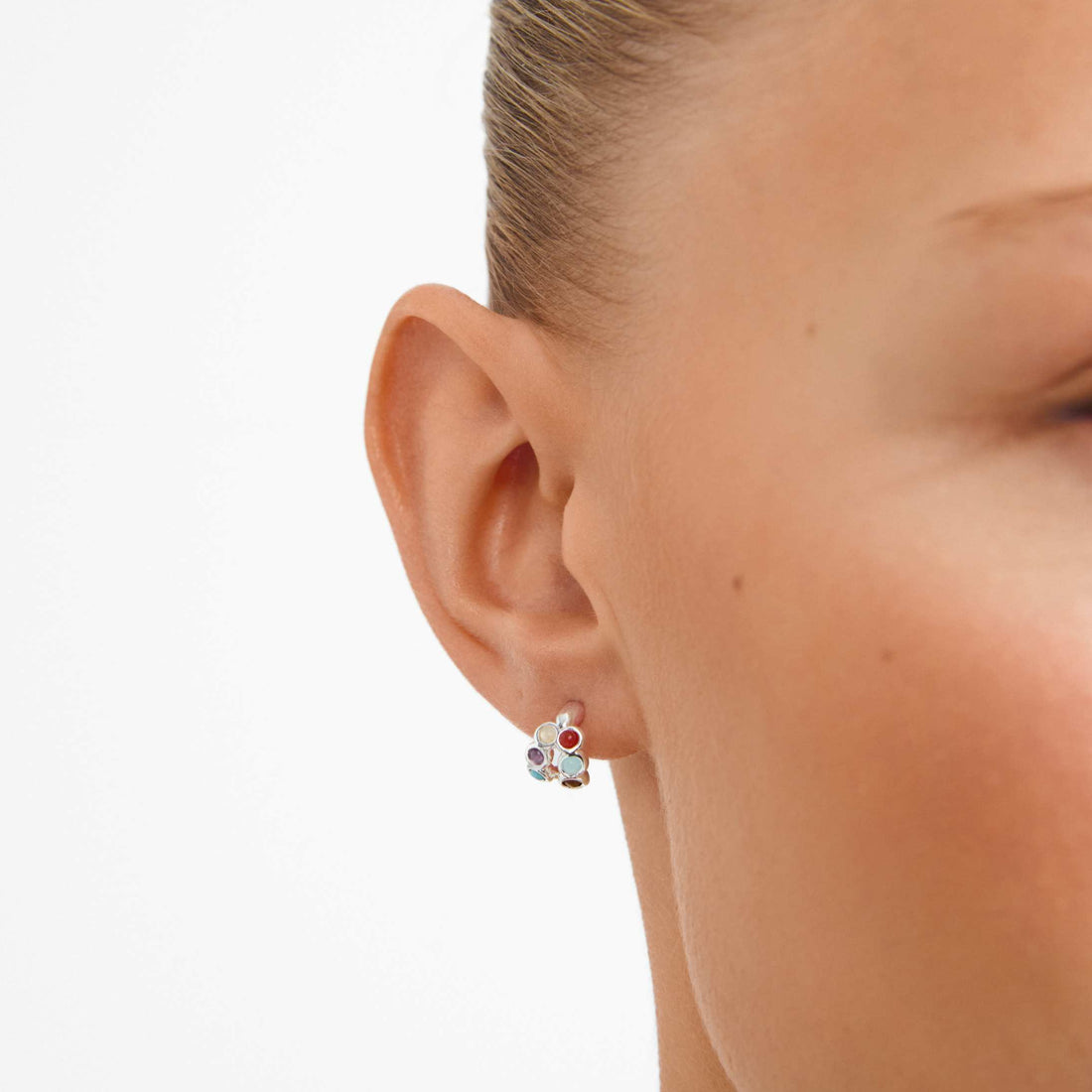 LONNIE recycled semi-precious stones hoop earrings