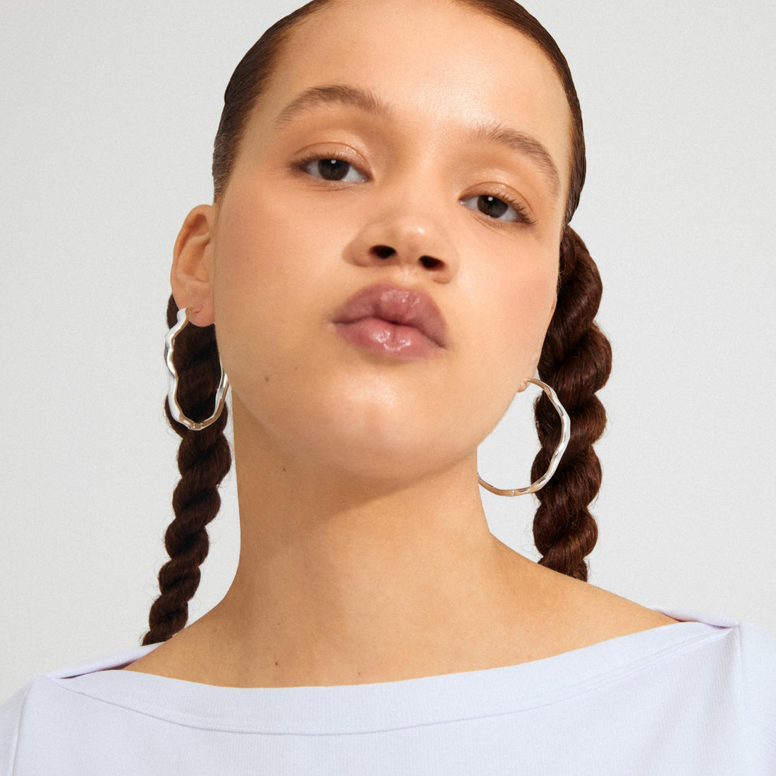 LARKIN recycled large wavy hoop earrings