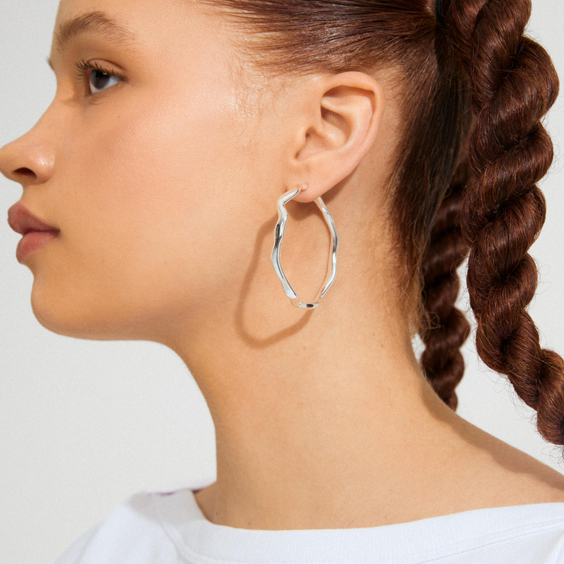 LARKIN recycled large wavy hoop earrings