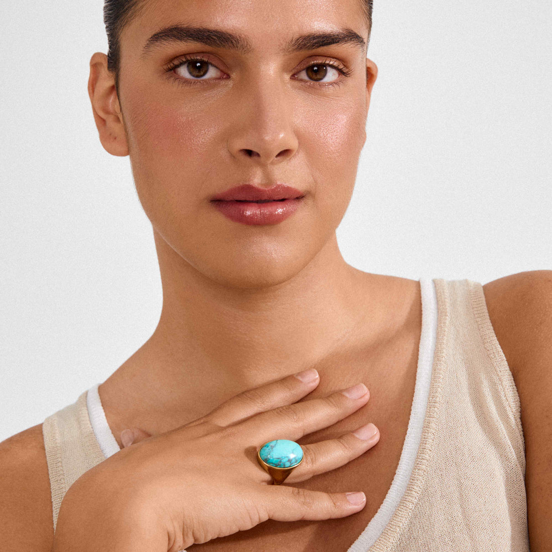 THALEN bague pierre turquoise recyclée