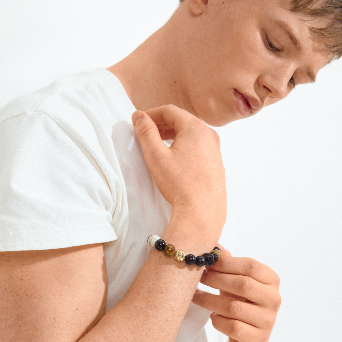 MAREO semi-precious stones bracelet black