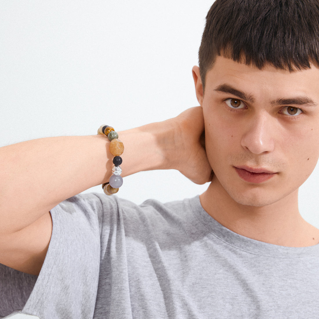 MAREO semi-precious stones bracelet brown