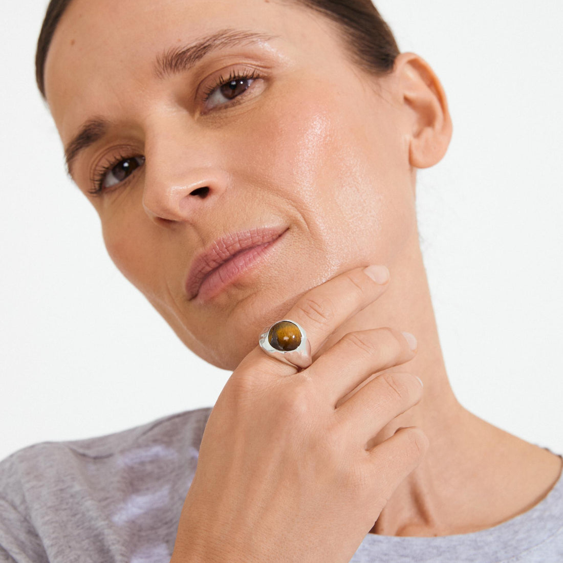 xDEA Pave Recycled Tiger Eye Chunky Ring