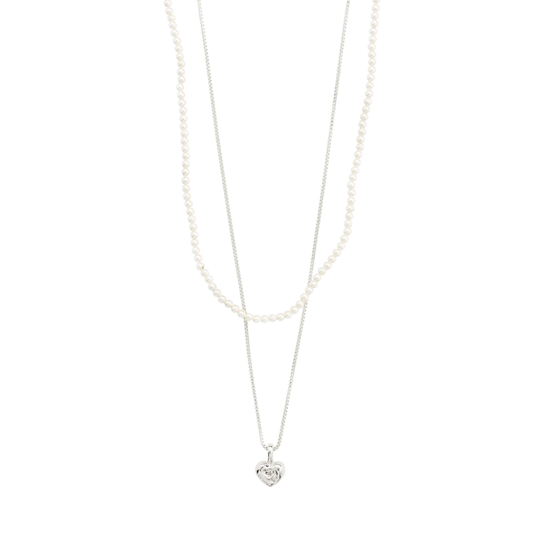 ARLET Collier microperles et pendentif en coeur, 2-en-1