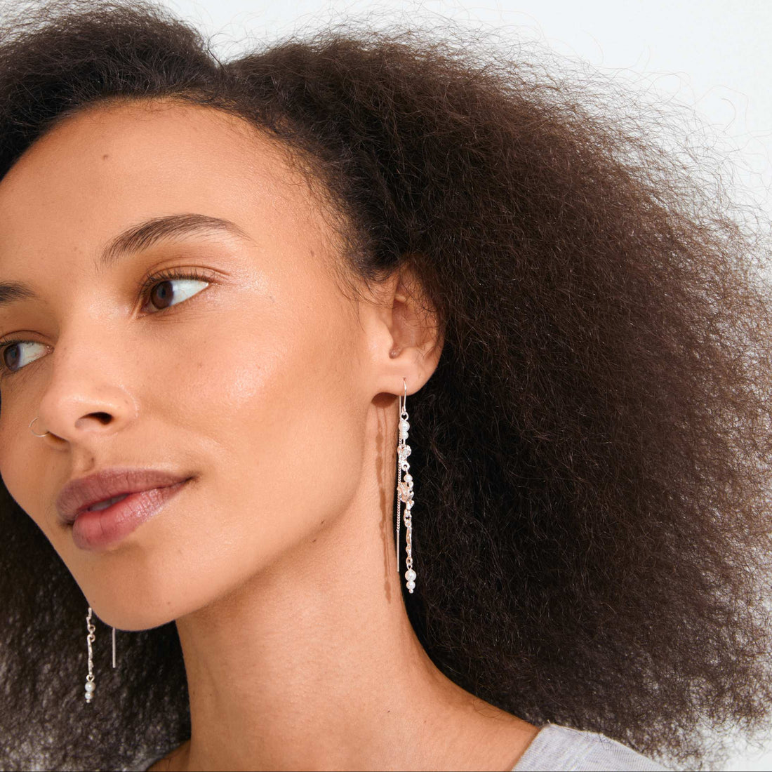 SLOAN recycled pearls chain earrings